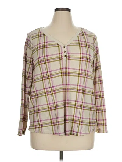 Pre-owned Terra & Sky Long Sleeve Blouse In Purple