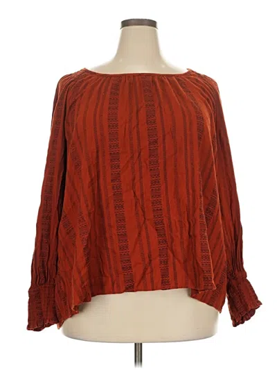 Pre-owned Terra & Sky Long Sleeve Blouse In Red