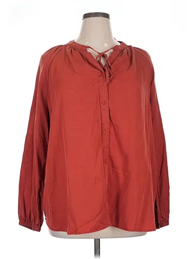 Pre-owned Terra & Sky Long Sleeve Blouse In Red