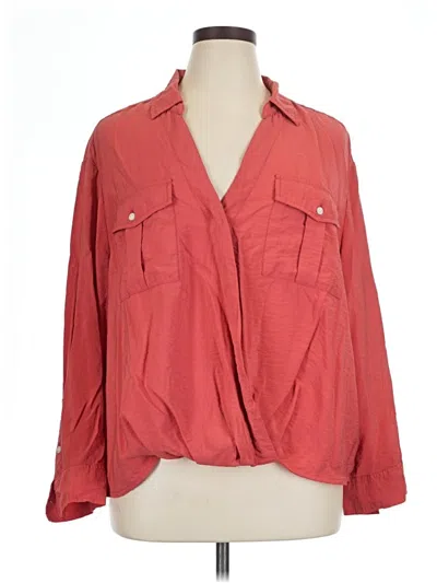 Pre-owned Terra & Sky Long Sleeve Blouse In Red