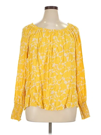 Pre-owned Terra & Sky Long Sleeve Blouse In Yellow
