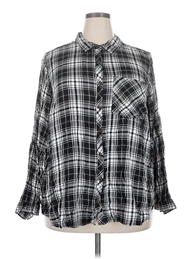 Pre-owned Terra & Sky Long Sleeve Button Down Shirt In Black