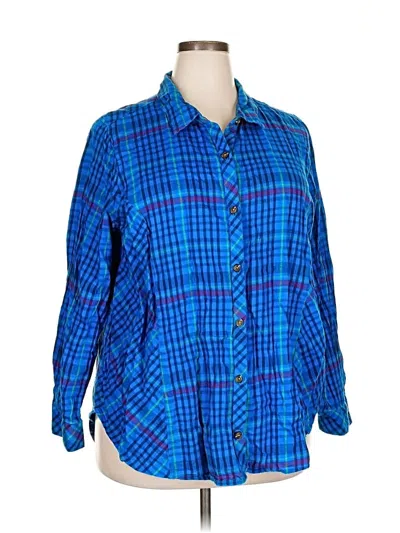 Pre-owned Terra & Sky Long Sleeve Button Down Shirt In Blue
