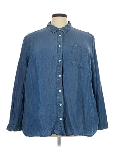 Pre-owned Terra & Sky Long Sleeve Button Down Shirt In Blue