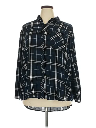 Pre-owned Terra & Sky Long Sleeve Button Down Shirt In Blue