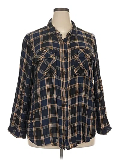 Pre-owned Terra & Sky Long Sleeve Button Down Shirt In Blue