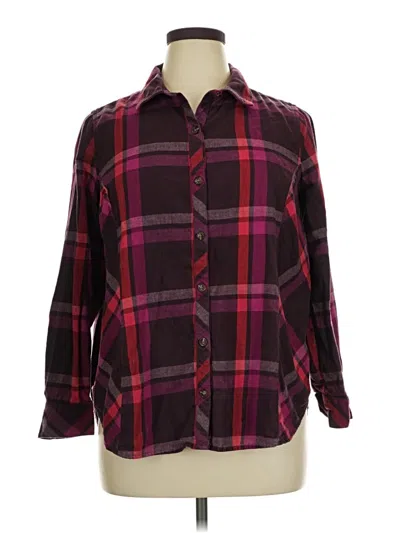Pre-owned Terra & Sky Long Sleeve Button Down Shirt In Burgundy