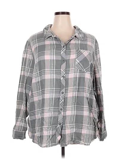 Pre-owned Terra & Sky Long Sleeve Button Down Shirt In Gray