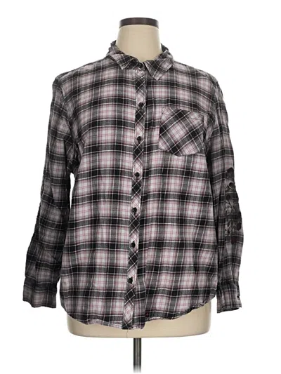 Pre-owned Terra & Sky Long Sleeve Button Down Shirt In Gray
