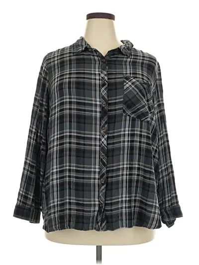 Pre-owned Terra & Sky Long Sleeve Button Down Shirt In Gray