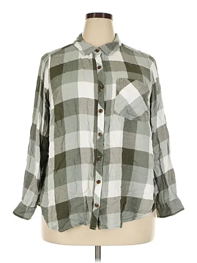 Pre-owned Terra & Sky Long Sleeve Button Down Shirt In Gray