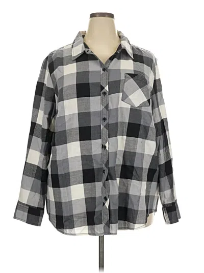 Pre-owned Terra & Sky Long Sleeve Button Down Shirt In Gray
