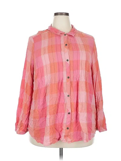 Pre-owned Terra & Sky Long Sleeve Button Down Shirt In Pink