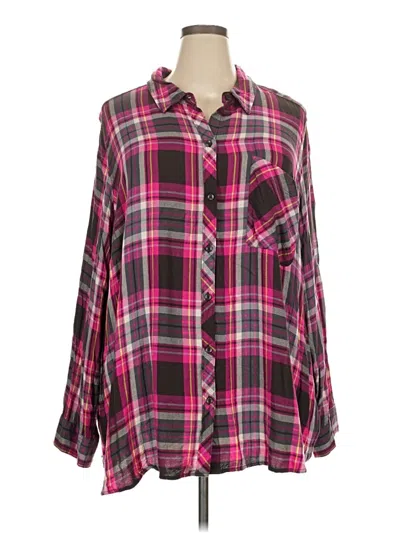 Pre-owned Terra & Sky Long Sleeve Button Down Shirt In Pink