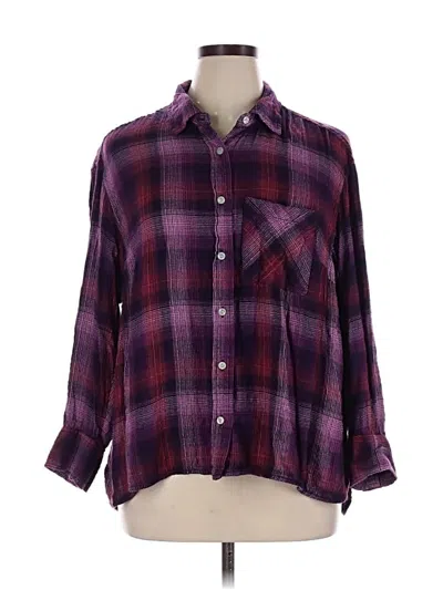Pre-owned Terra & Sky Long Sleeve Button Down Shirt In Purple
