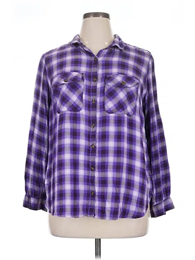 Pre-owned Terra & Sky Long Sleeve Button Down Shirt In Purple