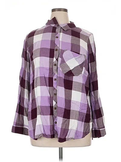 Pre-owned Terra & Sky Long Sleeve Button Down Shirt In Purple
