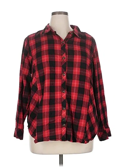 Pre-owned Terra & Sky Long Sleeve Button Down Shirt In Red
