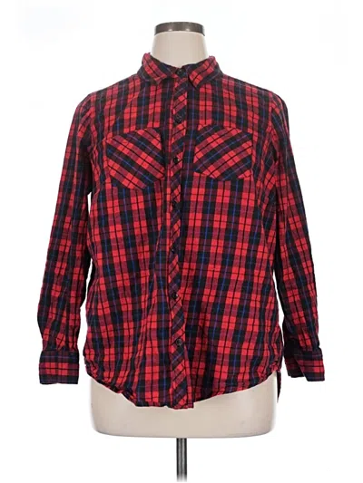 Pre-owned Terra & Sky Long Sleeve Button Down Shirt In Red