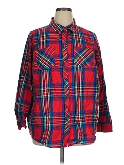 Pre-owned Terra & Sky Long Sleeve Button Down Shirt In Red
