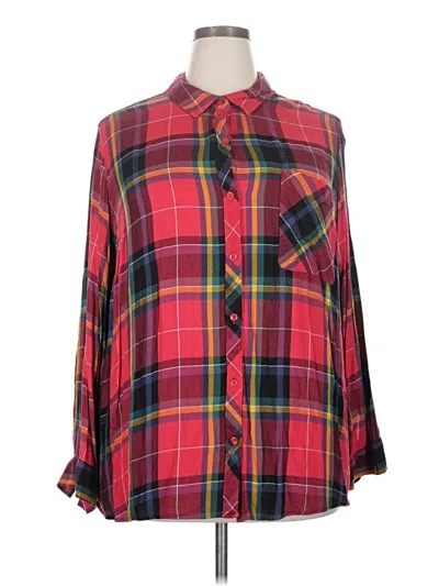 Pre-owned Terra & Sky Long Sleeve Button Down Shirt In Red