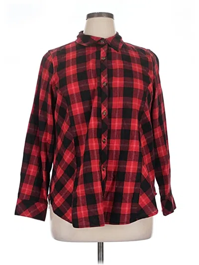 Pre-owned Terra & Sky Long Sleeve Button Down Shirt In Red
