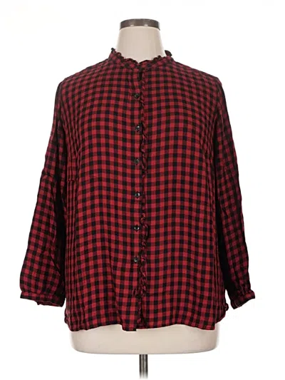 Pre-owned Terra & Sky Long Sleeve Button Down Shirt In Red