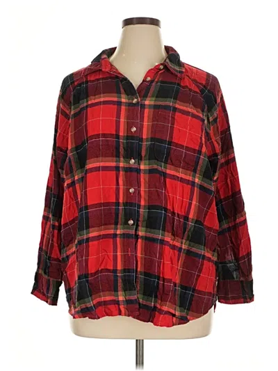 Pre-owned Terra & Sky Long Sleeve Button Down Shirt In Red