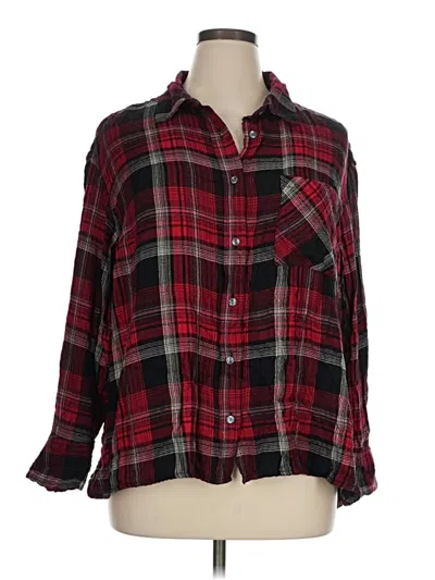 Pre-owned Terra & Sky Long Sleeve Button Down Shirt In Red