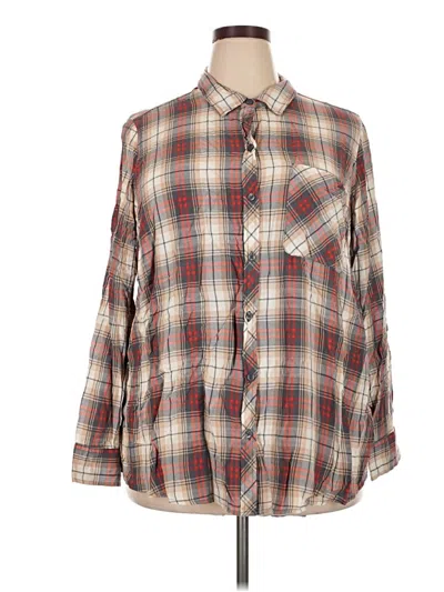 Pre-owned Terra & Sky Long Sleeve Button Down Shirt In Tan
