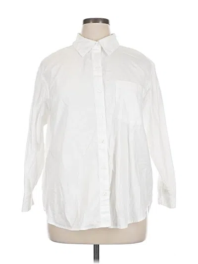Pre-owned Terra & Sky Long Sleeve Button Down Shirt In White