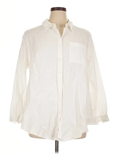 Pre-owned Terra & Sky Long Sleeve Button Down Shirt In White