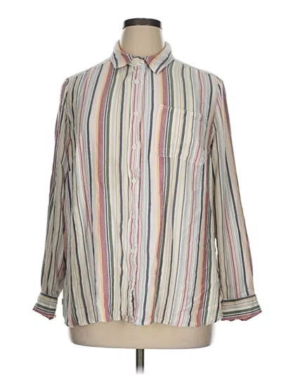 Pre-owned Terra & Sky Long Sleeve Button Down Shirt In White