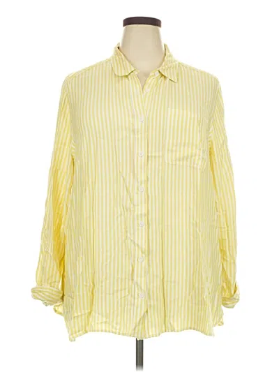 Pre-owned Terra & Sky Long Sleeve Button Down Shirt In Yellow