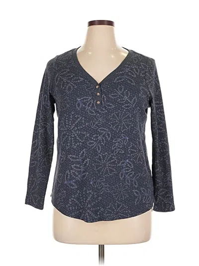 Pre-owned Terra & Sky Long Sleeve Henley Shirt In Blue