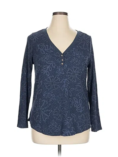 Pre-owned Terra & Sky Long Sleeve Henley Shirt In Blue