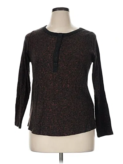 Pre-owned Terra & Sky Long Sleeve Henley Shirt In Brown