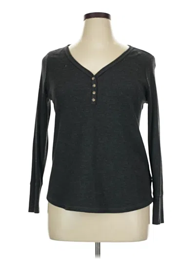 Pre-owned Terra & Sky Long Sleeve Henley Shirt In Gray