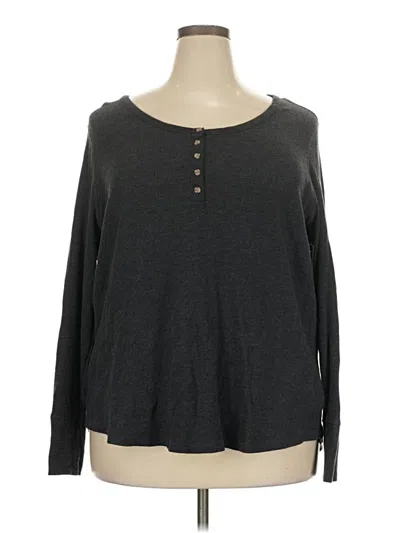 Pre-owned Terra & Sky Long Sleeve Henley Shirt In Gray