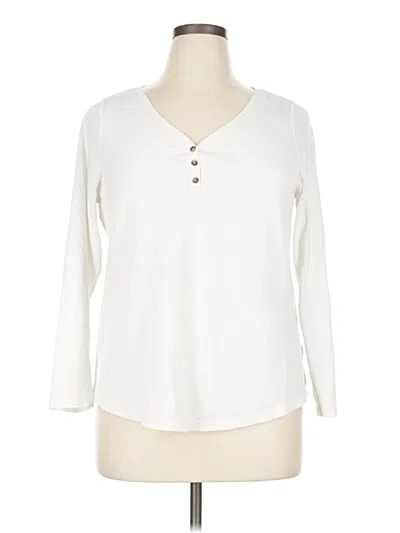 Pre-owned Terra & Sky Long Sleeve Henley Shirt In Ivory