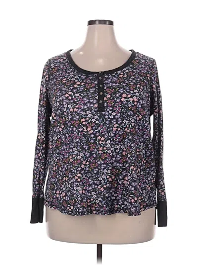 Pre-owned Terra & Sky Long Sleeve Henley Shirt In Purple