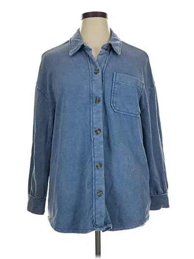 Pre-owned Terra & Sky Long Sleeve Polo Shirt In Blue