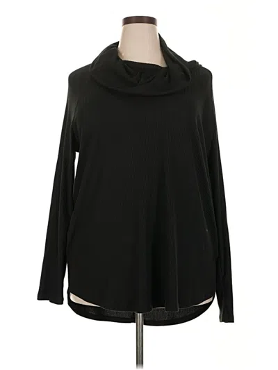 Pre-owned Terra & Sky Long Sleeve Top Black Cowl Neck Tops