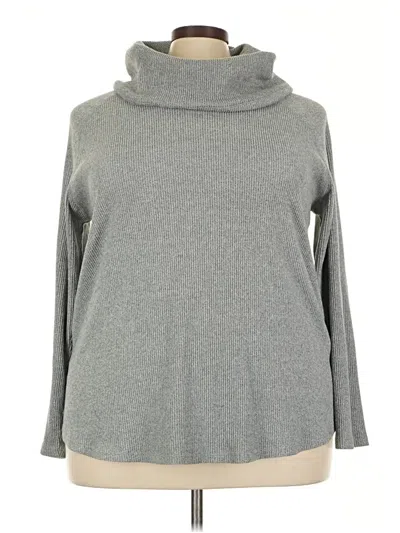 Pre-owned Terra & Sky Long Sleeve Top Gray Turtleneck Tops