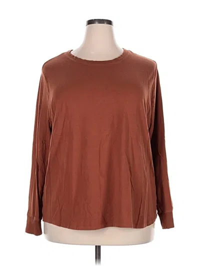 Pre-owned Terra & Sky Long Sleeve T-shirt In Brown