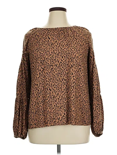 Pre-owned Terra & Sky Long Sleeve T-shirt In Brown