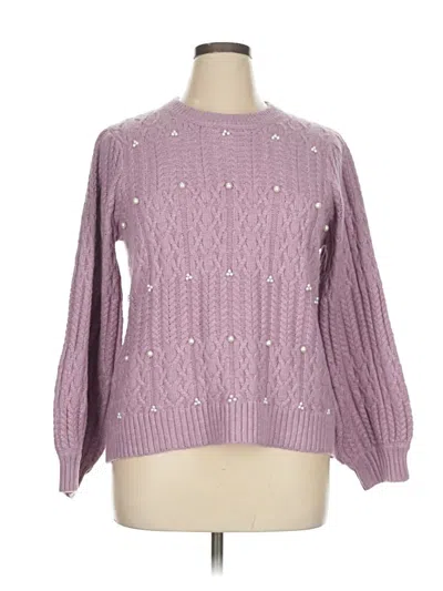 Pre-owned Terra & Sky Pullover Sweater In Purple