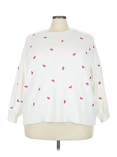 Pre-owned Terra & Sky Pullover Sweater In White