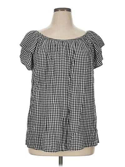 Pre-owned Terra & Sky Short Sleeve Blouse In Black