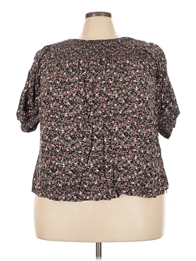 Pre-owned Terra & Sky Short Sleeve Blouse In Black